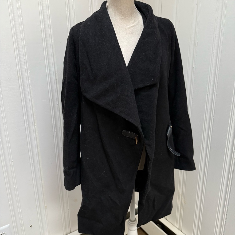 Chic Black Drape Coat